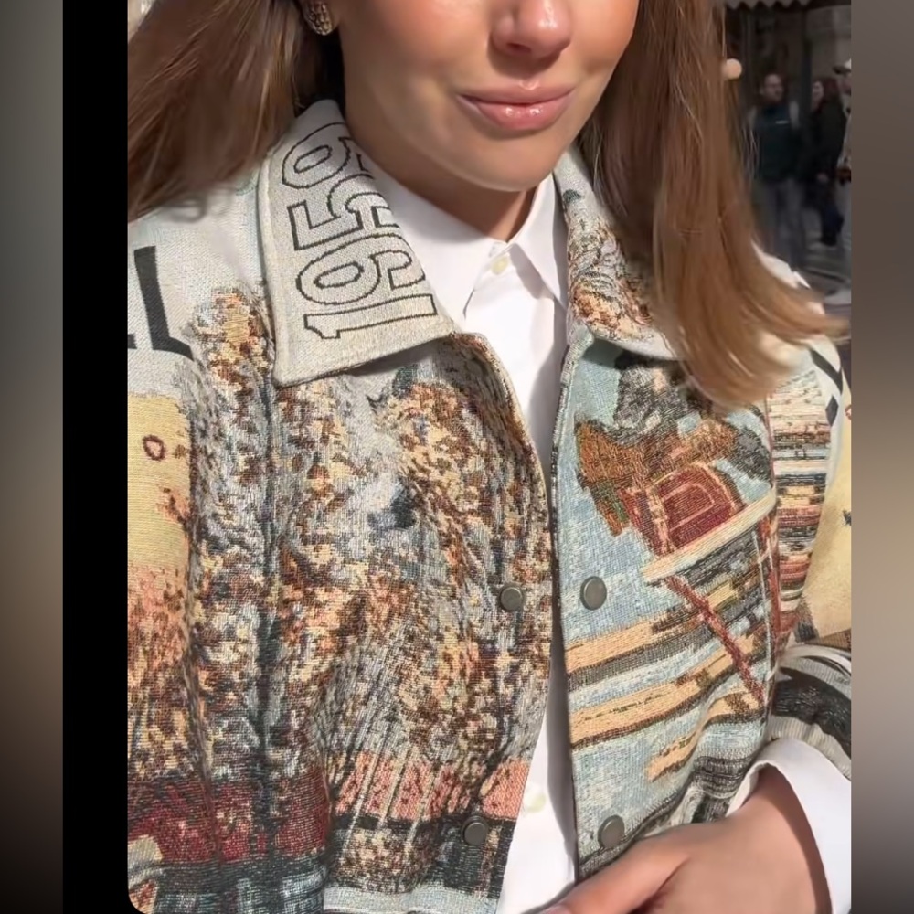 ZARA FORD © JACQUARD PUFFER JACKET LARGE - Picture 8 of 12